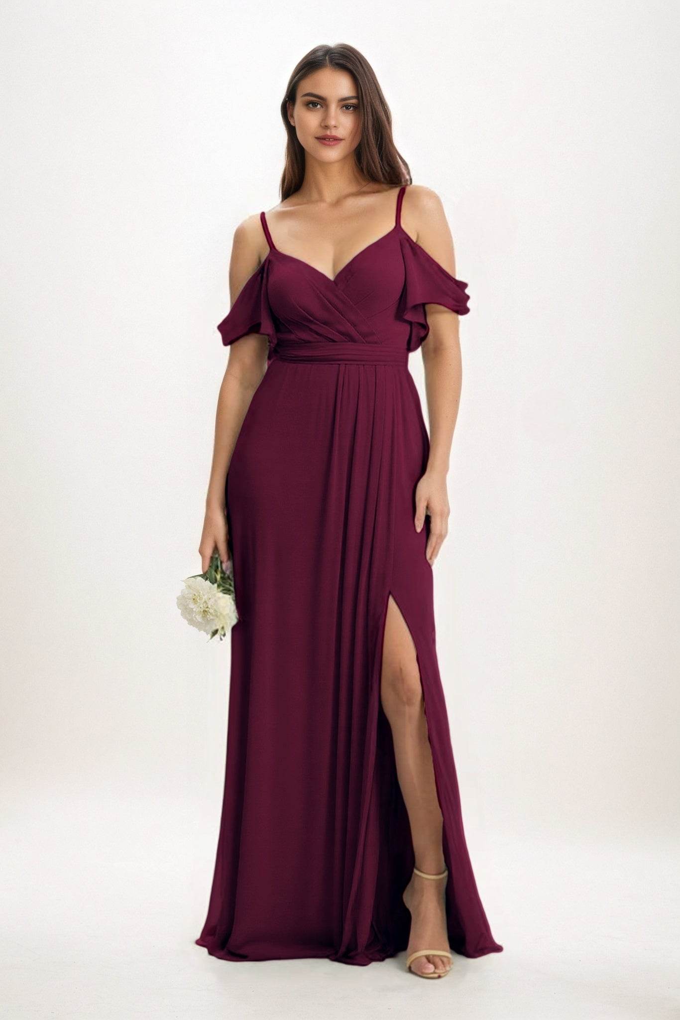 A-Line Maxi Chiffon Bridesmaid Dress CB0820 - COCOMELODY